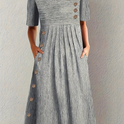 Lenna | Gestreepte midi-jurk - By La Bella Vie