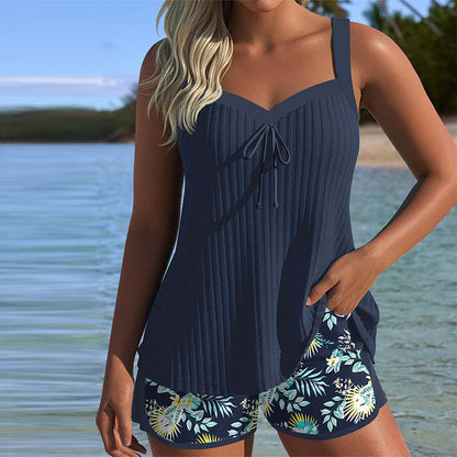 Gestreepte Tankini Set - Korte Strandoutfit