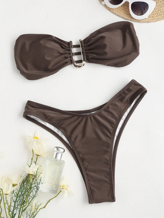 High waist bikini set met bandeau - By La Bella Vie