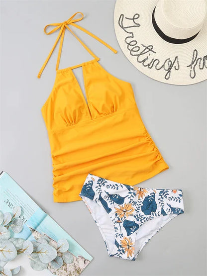Tankini Corrigerend Badpak met Hoge Taille en V-hals - By La Bella Vie