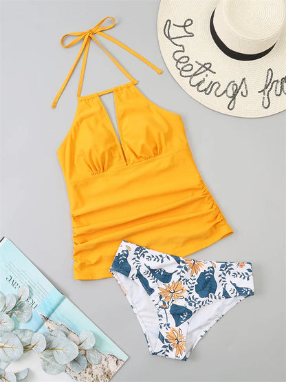 Tankini Corrigerend Badpak met Hoge Taille en V-hals - By La Bella Vie