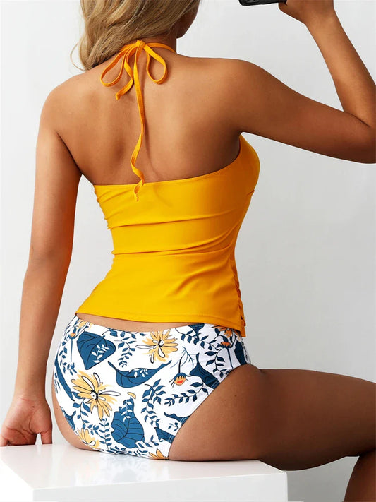 Tankini Corrigerend Badpak met Hoge Taille en V-hals - By La Bella Vie
