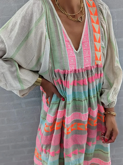 Julissa - casual maxi-jurk met pofmouwen