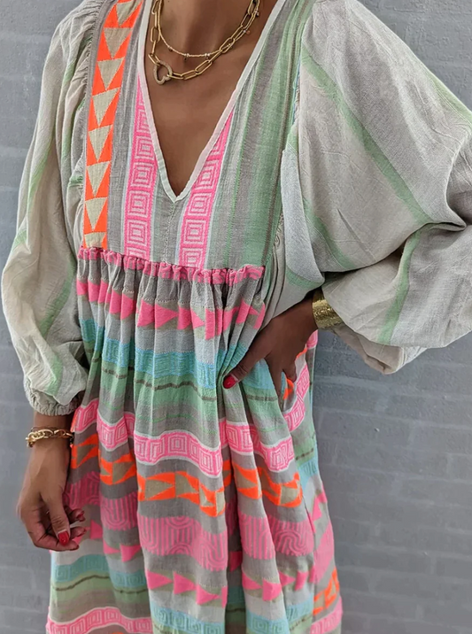 Julissa - casual maxi-jurk met pofmouwen