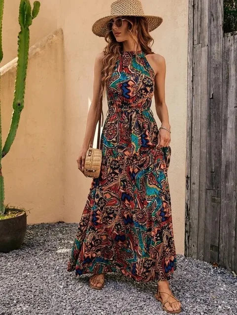 Reign - Boho Halternek Maxi Jurk