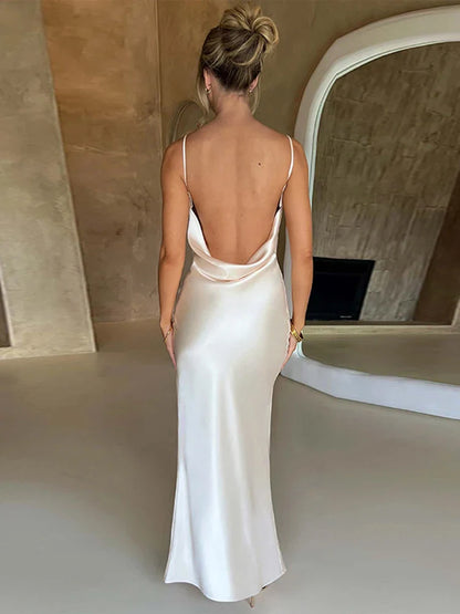 Lily - elegante rugloze satijnen jurk