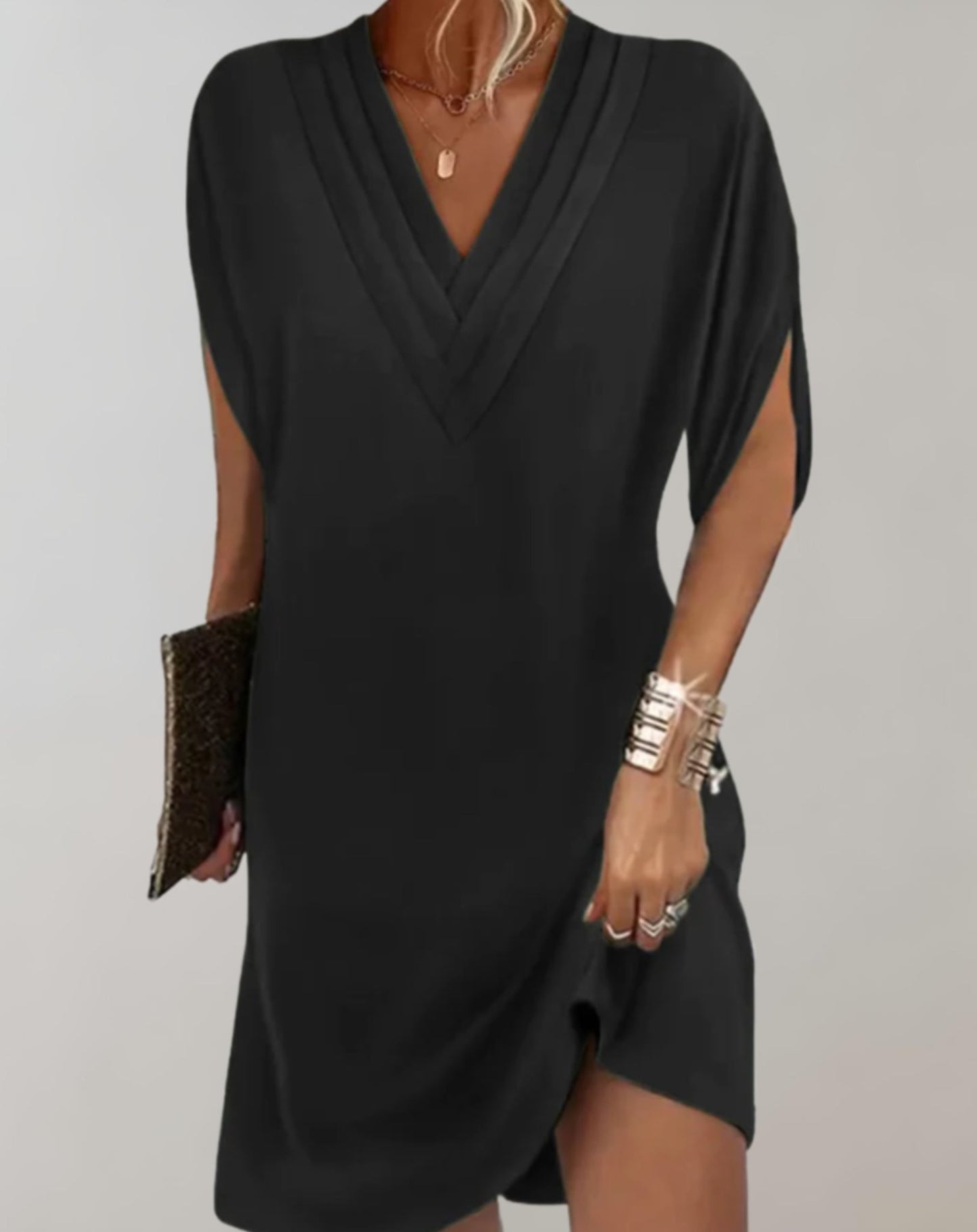 Stephanie - Elegante geplooide linnen mini jurk