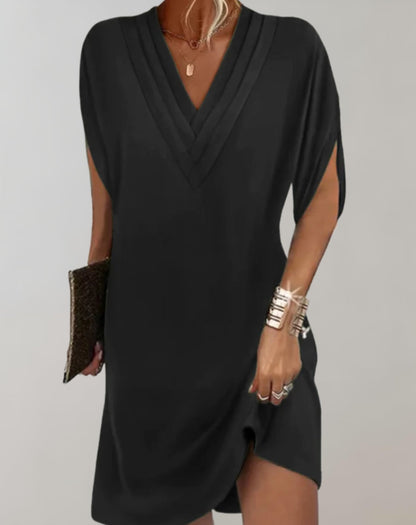 Stephanie - Elegante geplooide linnen mini jurk