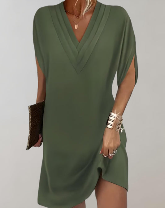 Stephanie - Elegante geplooide linnen mini jurk