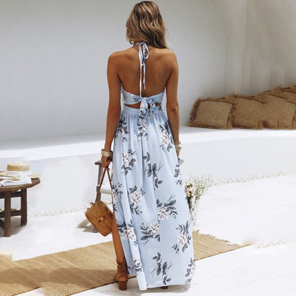 Margaret - Casual Bloemenprint Boho Jurk met Open Rug