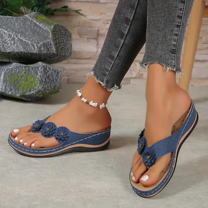 Casual orthopedische bloemen slippers - By La Bella Vie