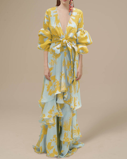 Louise - bedrukte chiffon maxi-jurk