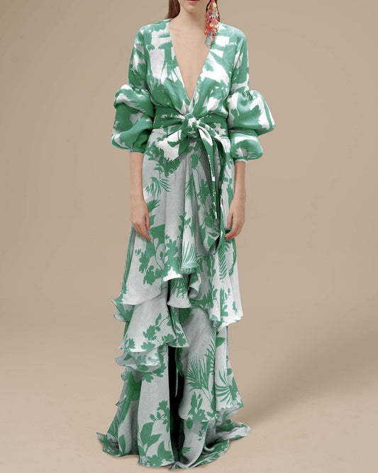 Louise - bedrukte chiffon maxi-jurk