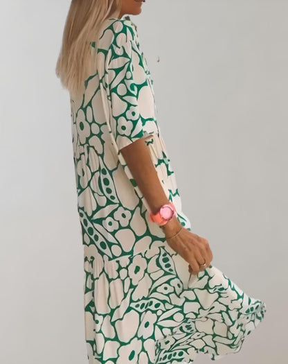 Toni - Bohemian bedrukte maxi-jurk met V-hals