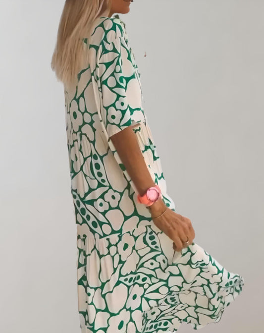 Toni - Bohemian bedrukte maxi-jurk met V-hals