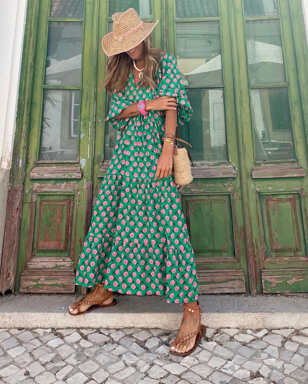 Riley - casual bedrukte maxi-jurk