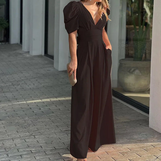 Selina - elegante jumpsuit met pofmouwen - By La Bella Vie
