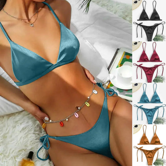 Elegante zijden high waist bikini - By La Bella Vie