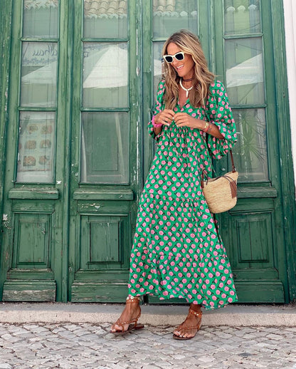 Riley - casual bedrukte maxi-jurk