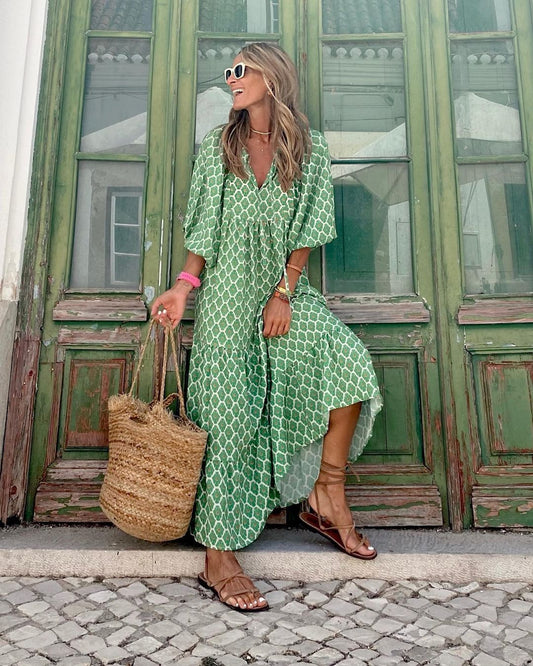 Riley - casual bedrukte maxi-jurk