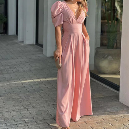 Selina - elegante jumpsuit met pofmouwen - By La Bella Vie