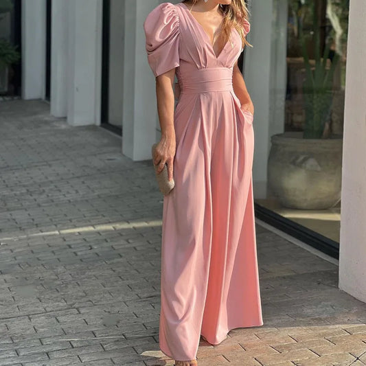 Selina - elegante jumpsuit met pofmouwen - By La Bella Vie
