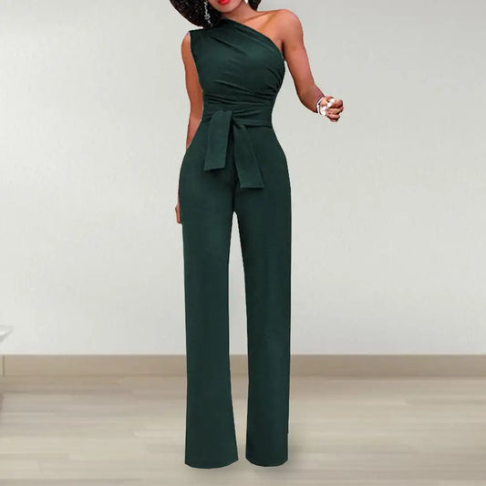 Lila - nauwsluitende jumpsuit met één schouder - By La Bella Vie