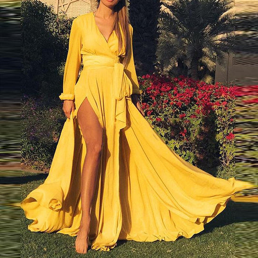 Carter - elegante maxi-jurk met overslag en split