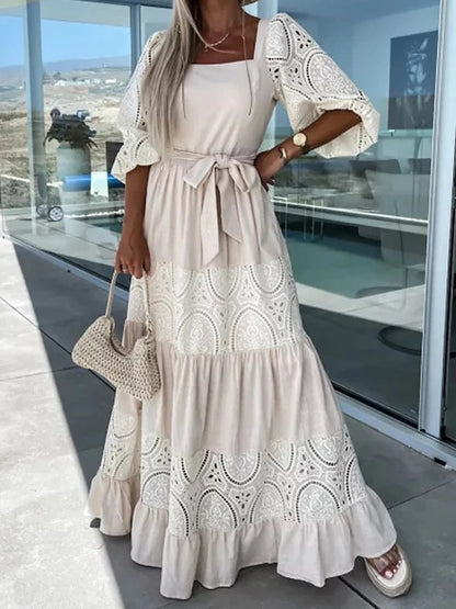 Leslie - elegante kanten maxi jurk