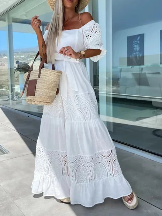 Leslie - elegante kanten maxi jurk