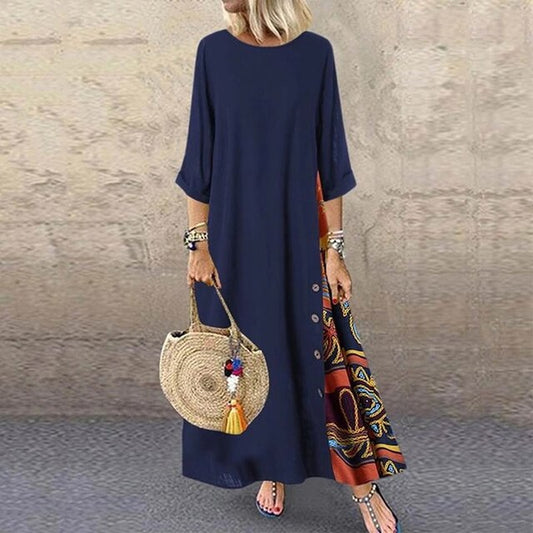 Cecilia - boho zomer maxi jurk met halve mouwen
