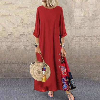 Cecilia - boho zomer maxi jurk met halve mouwen