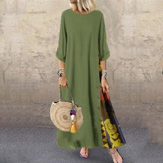 Cecilia - boho zomer maxi jurk met halve mouwen