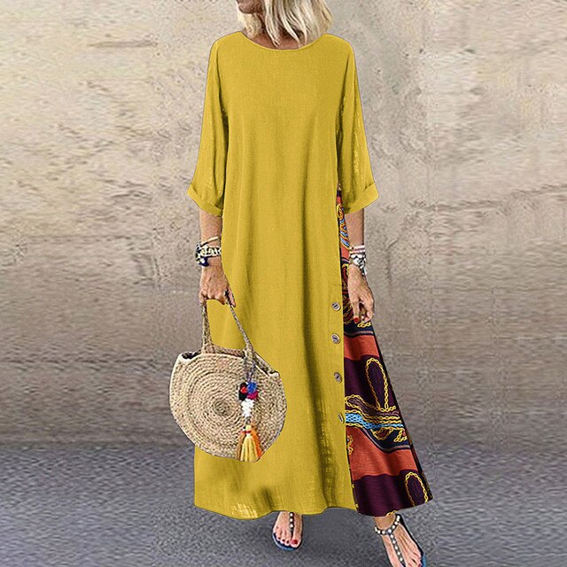 Cecilia - boho zomer maxi jurk met halve mouwen