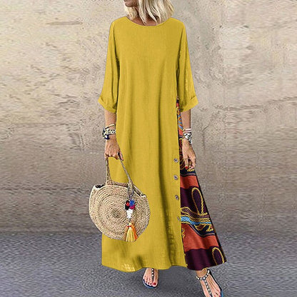 Cecilia - boho zomer maxi jurk met halve mouwen
