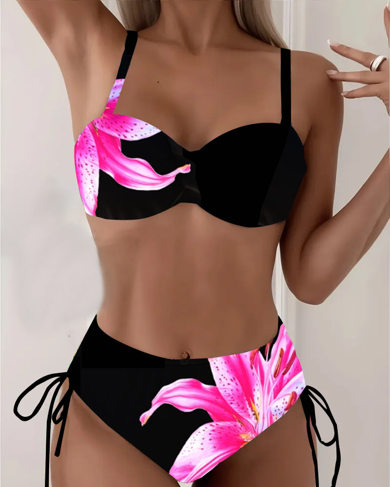 Driehoekige Bikini met Touwtjes – Bloemenprint