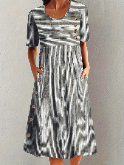 Lenna | Gestreepte midi-jurk - By La Bella Vie