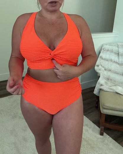 Bikini in effen kleur met relaxte triangelvorm