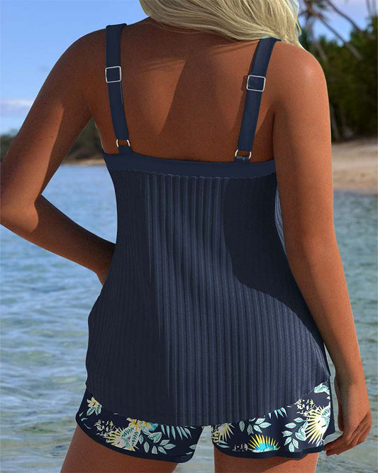 Gestreepte Tankini Set - Korte Strandoutfit