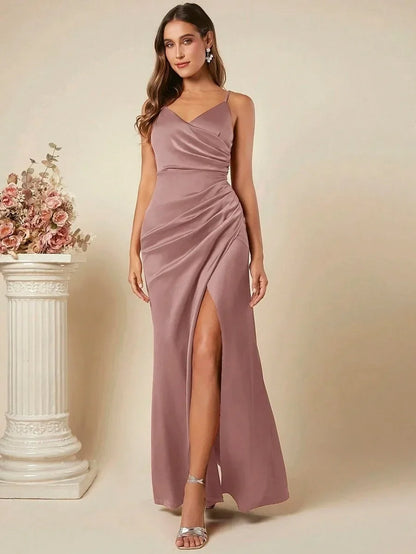 Elegante Satijnen Maxi Jurk