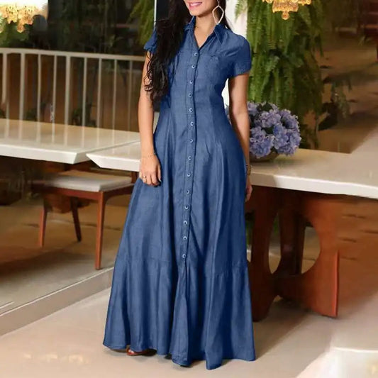 Tijdloze denim maxi jurk