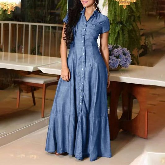Tijdloze denim maxi jurk