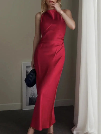 Elena – Chique Satijnen Maxi Jurk