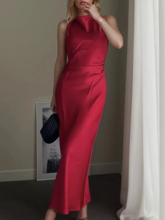 Elena – Chique Satijnen Maxi Jurk