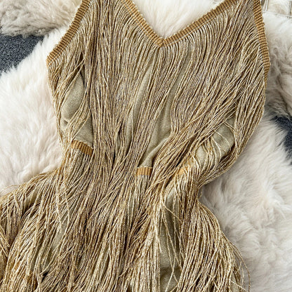 Gia – Sequin Mini Jurk met Franjes Dames