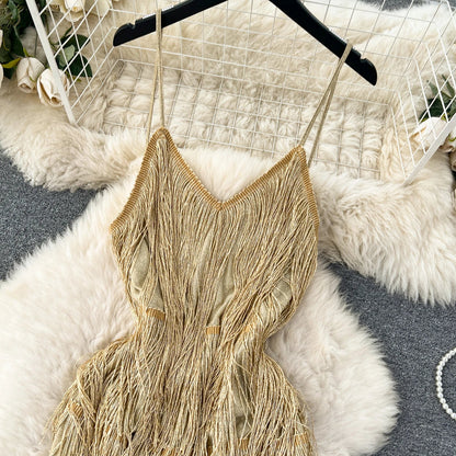 Gia – Sequin Mini Jurk met Franjes Dames