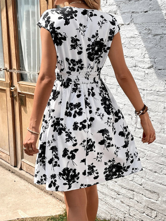 Lily – Luchtige Zomerjurk Dames – Midi Jurk met V-Hals en Korte Mouwen