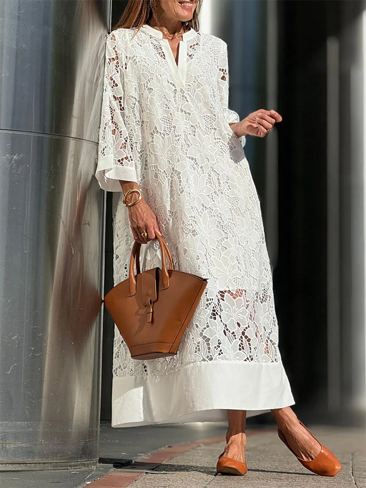 Celeste – Chique Witte Zomerjurk met Kant