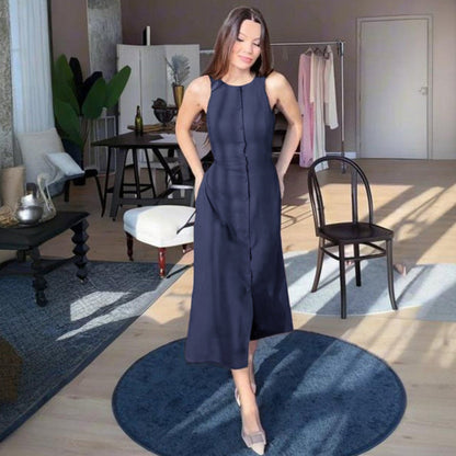 Lina – A Lijn Linnen Midi Dress [Old Money]