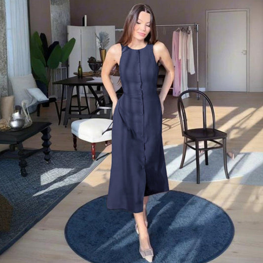 Lina – A Lijn Linnen Midi Dress [Old Money]